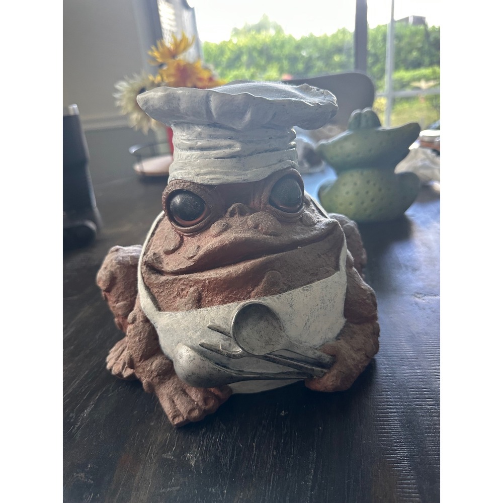 Vintage Toad Hollow The Chef Toad Frog Statue 94000 Kitchen Garden 9" VGUC
